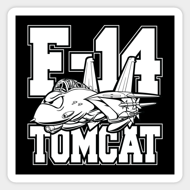 F-14 Tomcat Classic Fighter Jet Aircraft Cartoon Sticker by hobrath